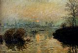 Sun Setting Over The Seine At Lavacourt by Claude Monet